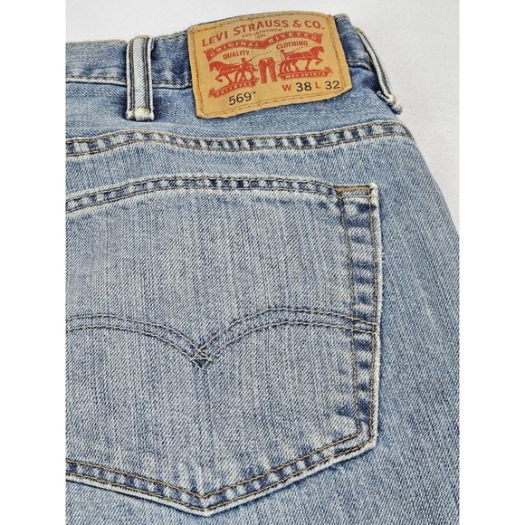 Levi's Jeans Mens 38x32 Blue Denim 569 Loose‎ Relaxed Baggy - Picture 2 of 6
